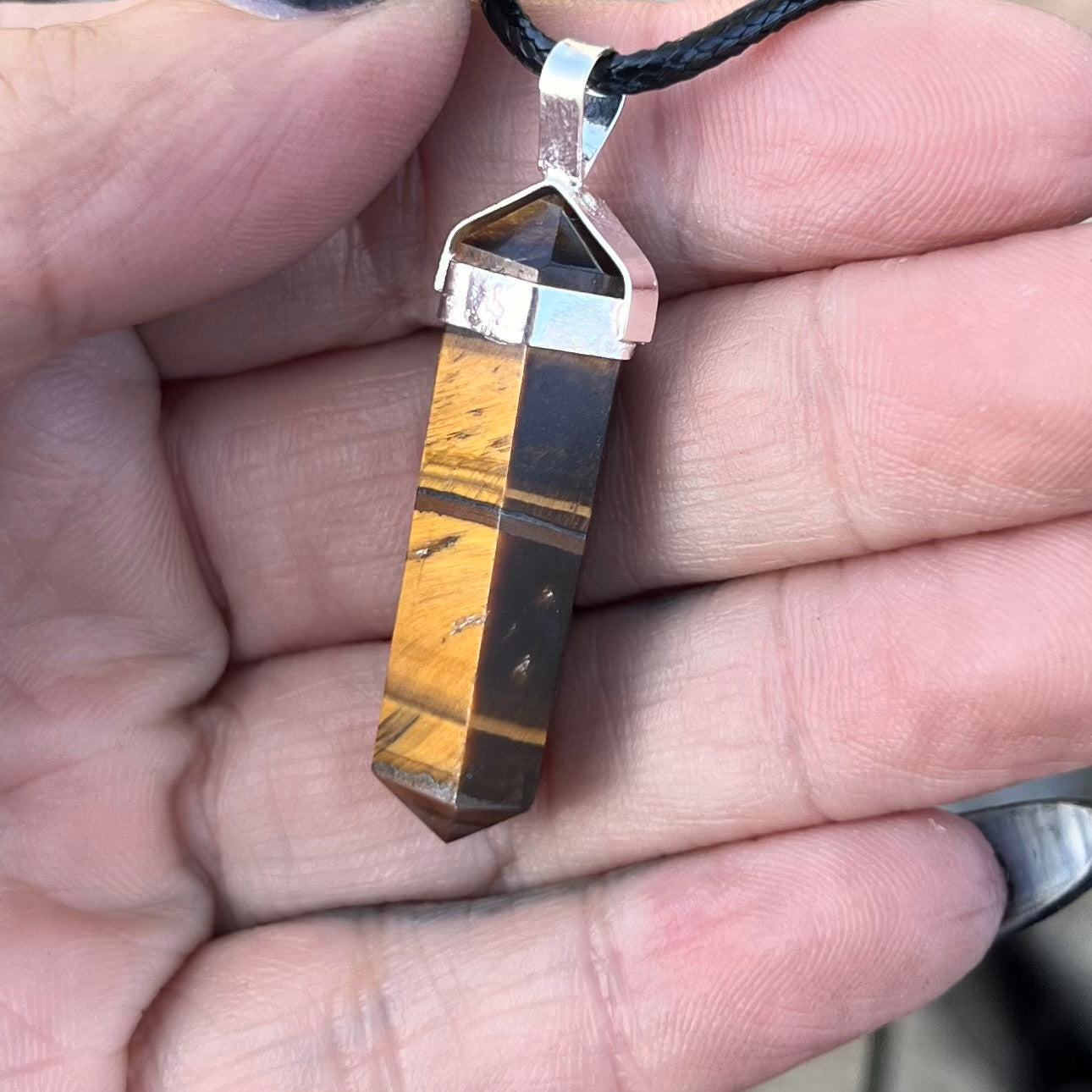 Tiger Eye Pencil Double Pointed Pendant