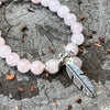 Rose Quartz Unconditional Love Bracelet with Feather Charm