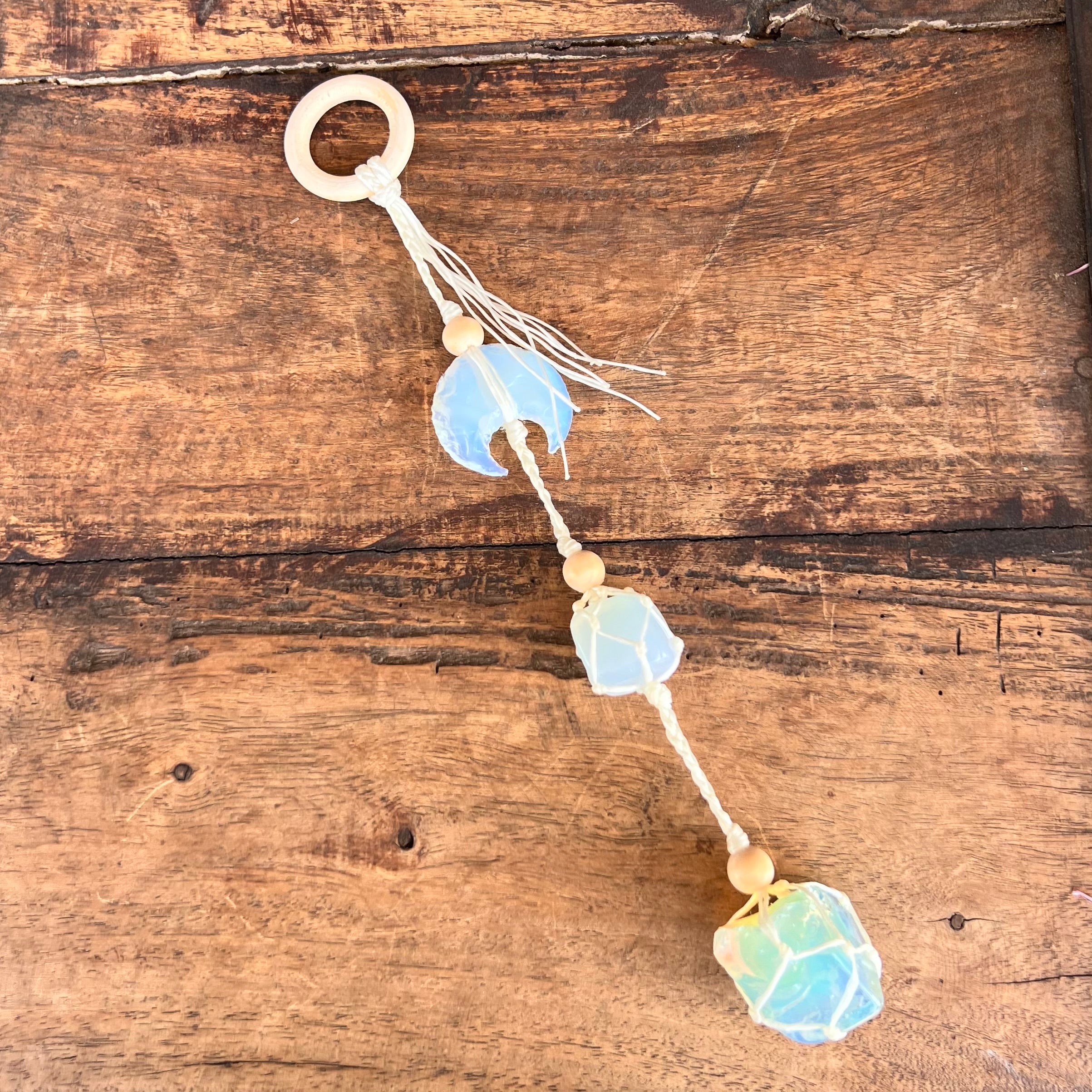 Triple Opalite Macrame Crystal Hanger