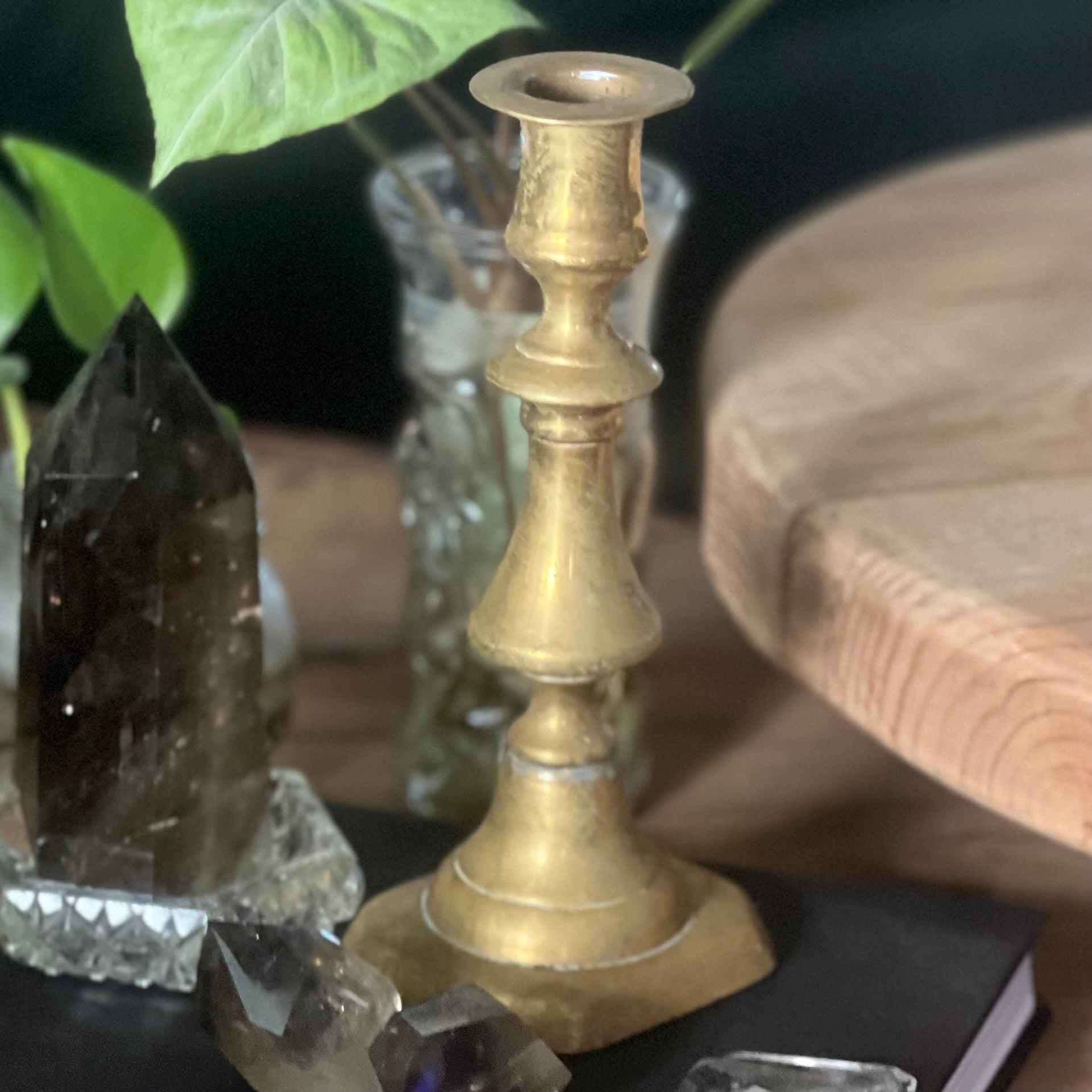 Boho Jungle ~ Vintage Brass Candle Holder - Sphere Holder Decor