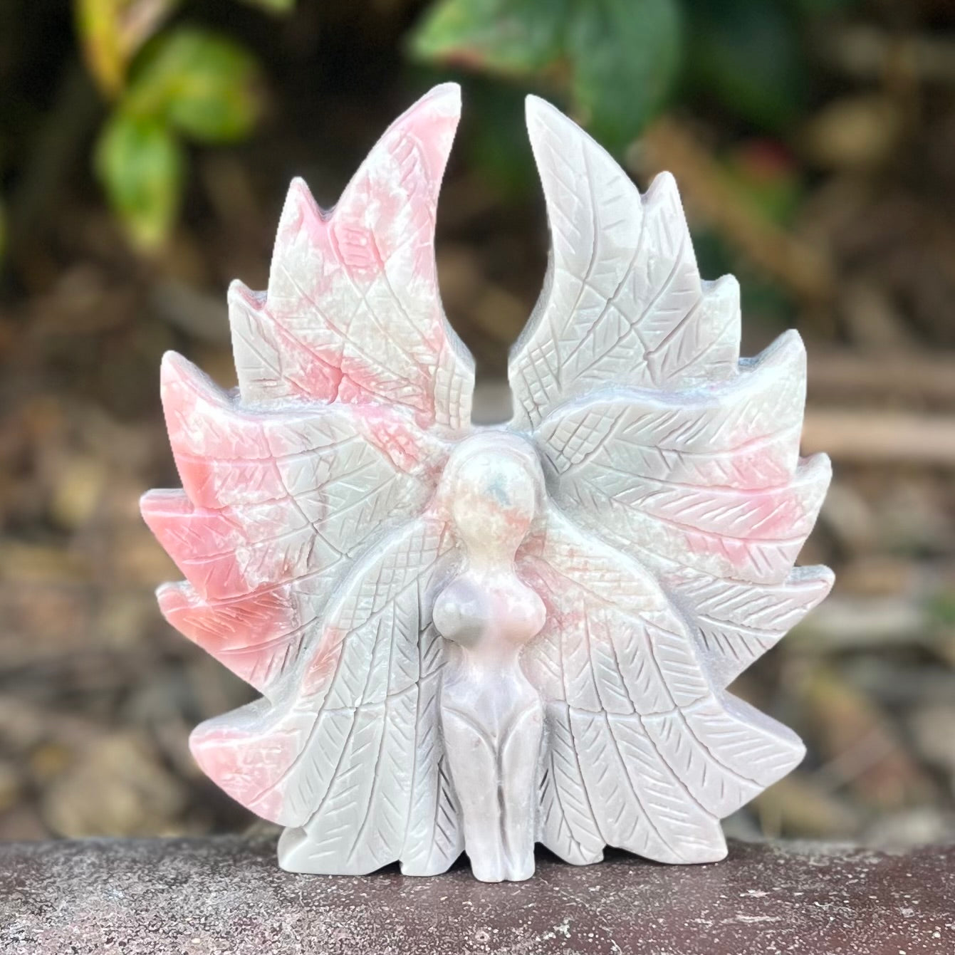 Pink Opal Goddess of Compassion Carving (1)