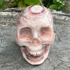 Pink Agate Smiling Skull