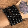 Black Obsidian Beaded Bracelet ~ Large Fit