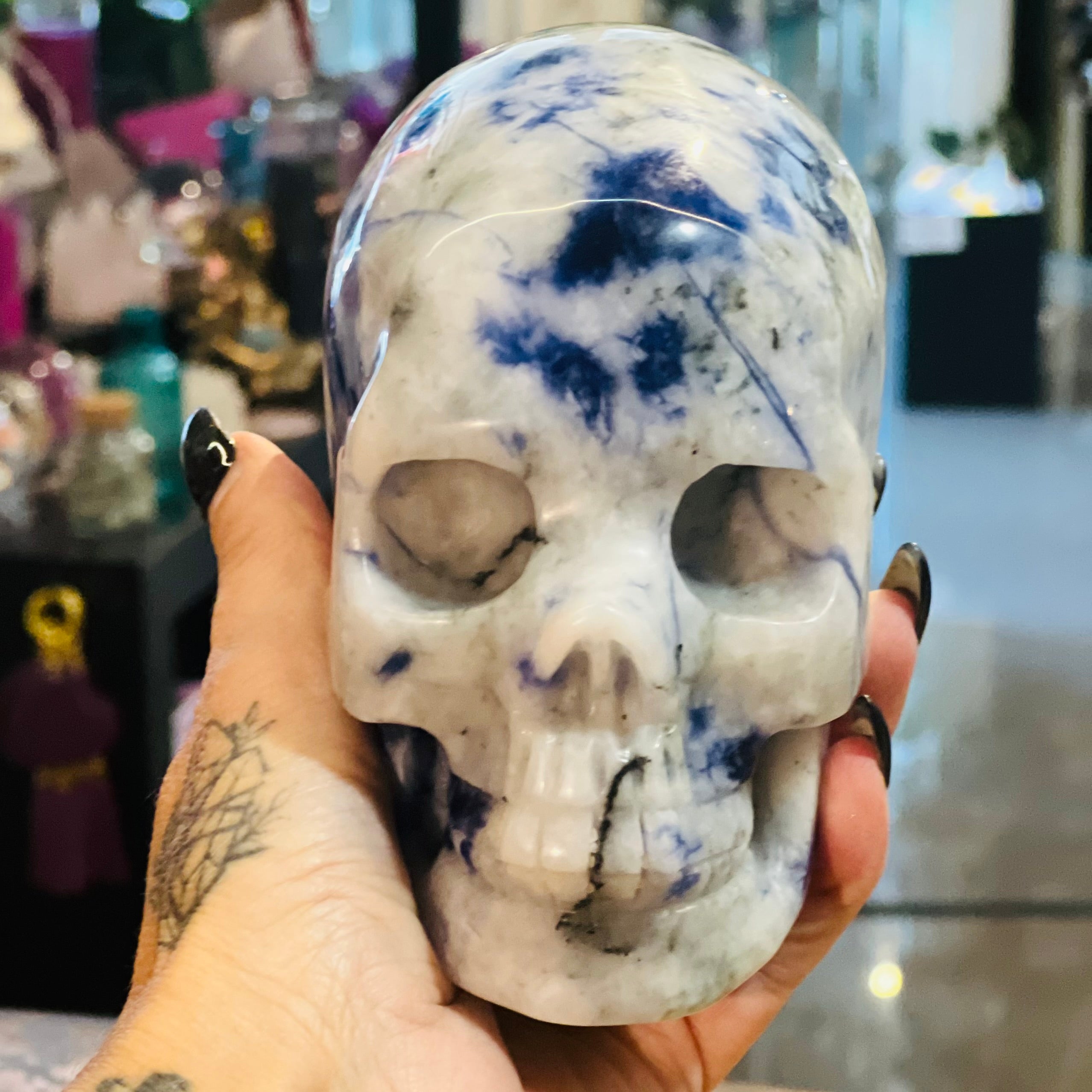 Dumortierite Psychic Enhancement Long Alien Head Skull