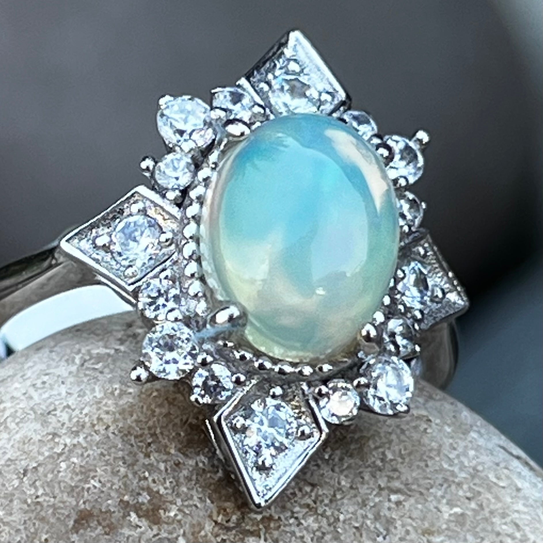 Opal Sterling Silver Ring ~ 6
