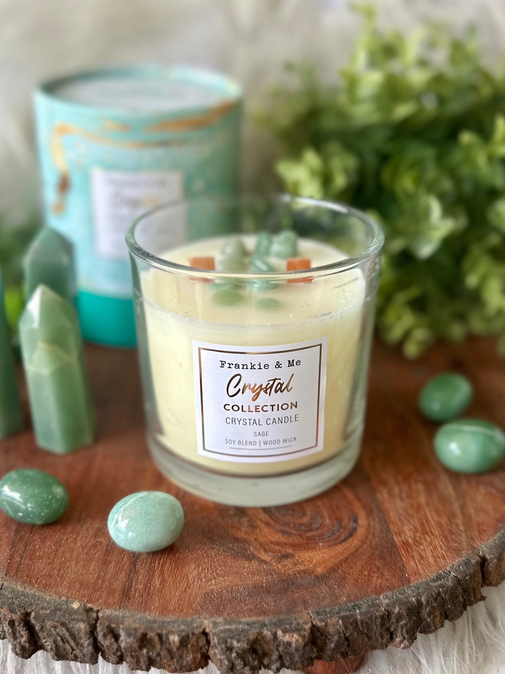 Aventurine Crystal Candle - Sage Large - Muse Crystals & Mystical Gifts