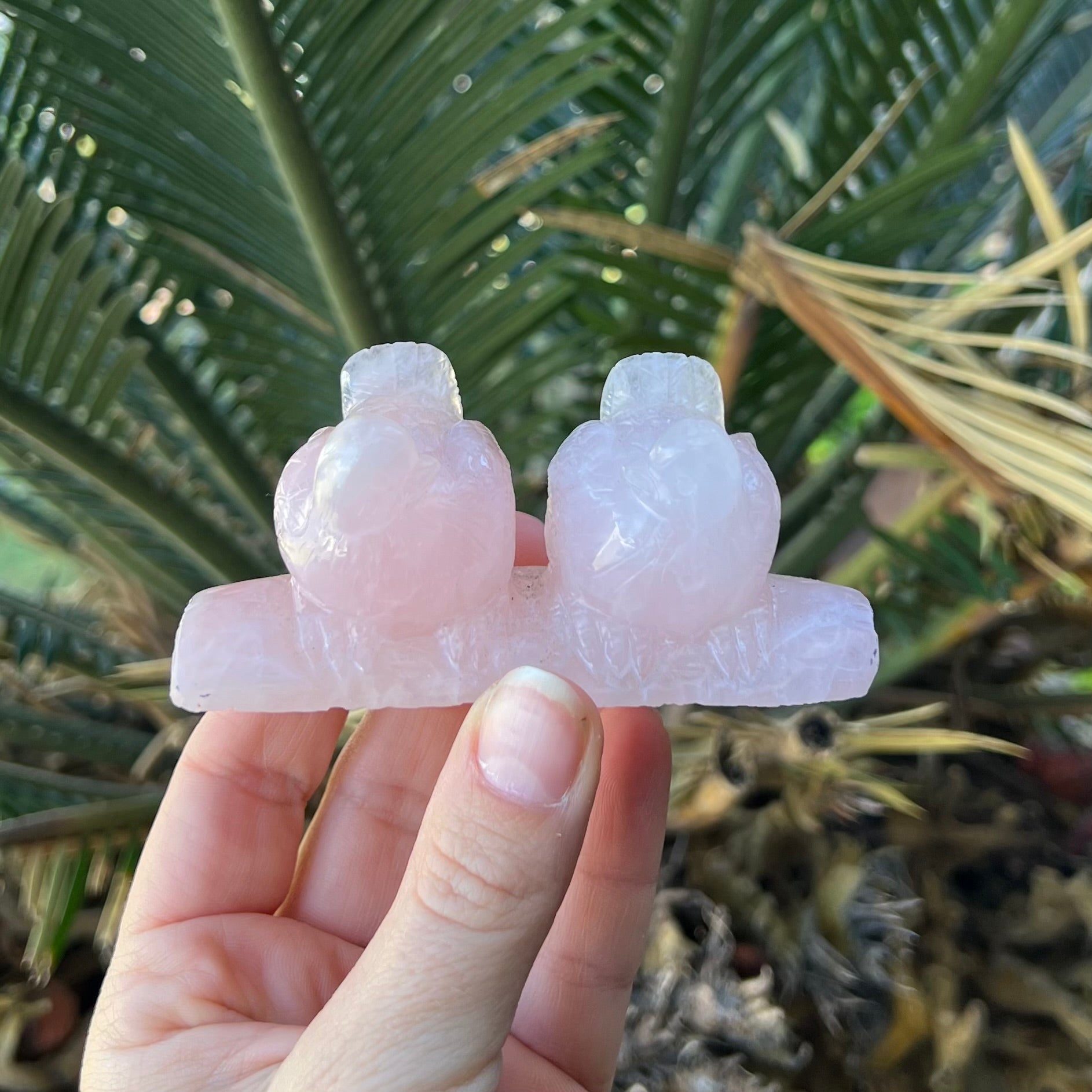 Love Birds Carving ~ Rose Quartz
