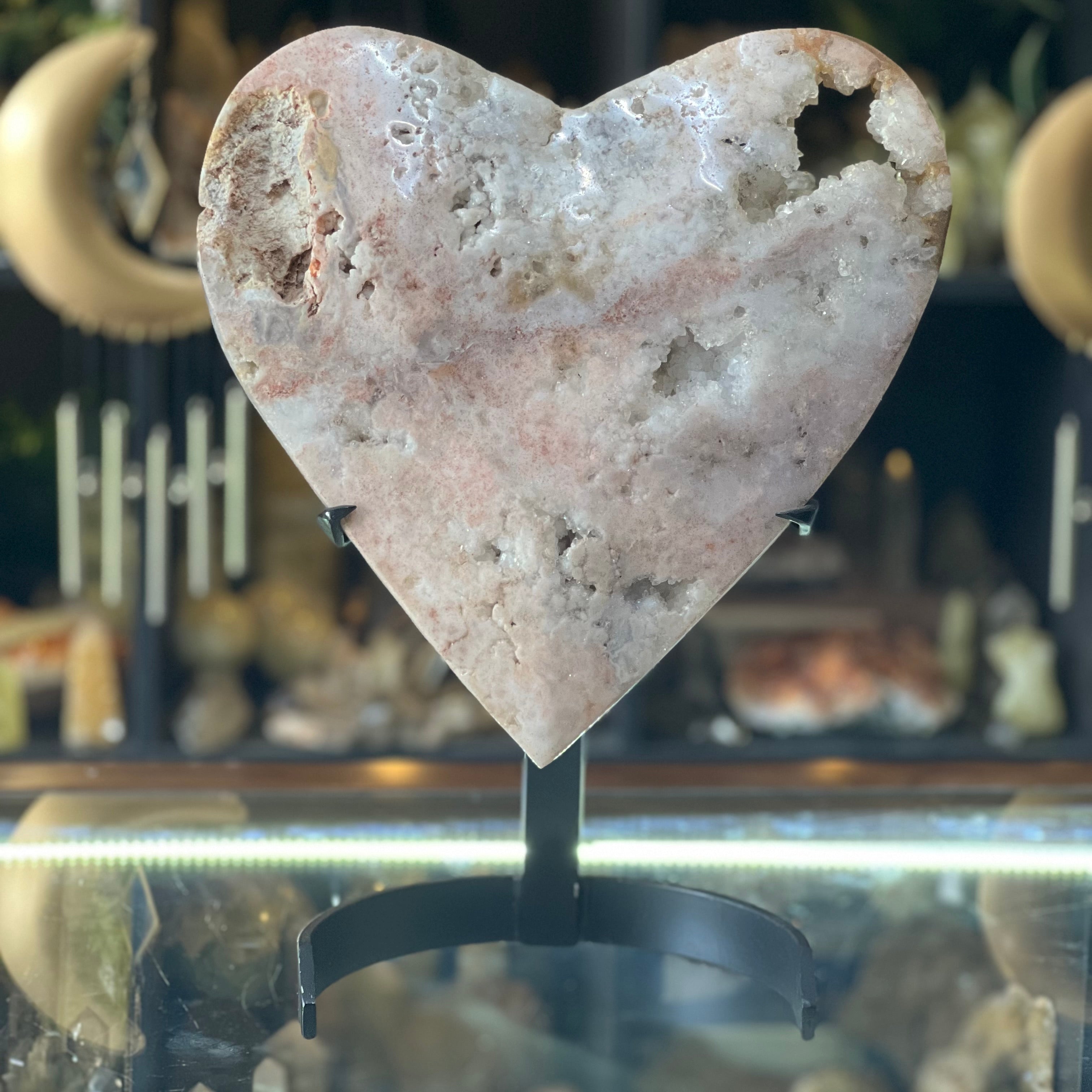 HUGE Pink Amethyst Heart on Stand