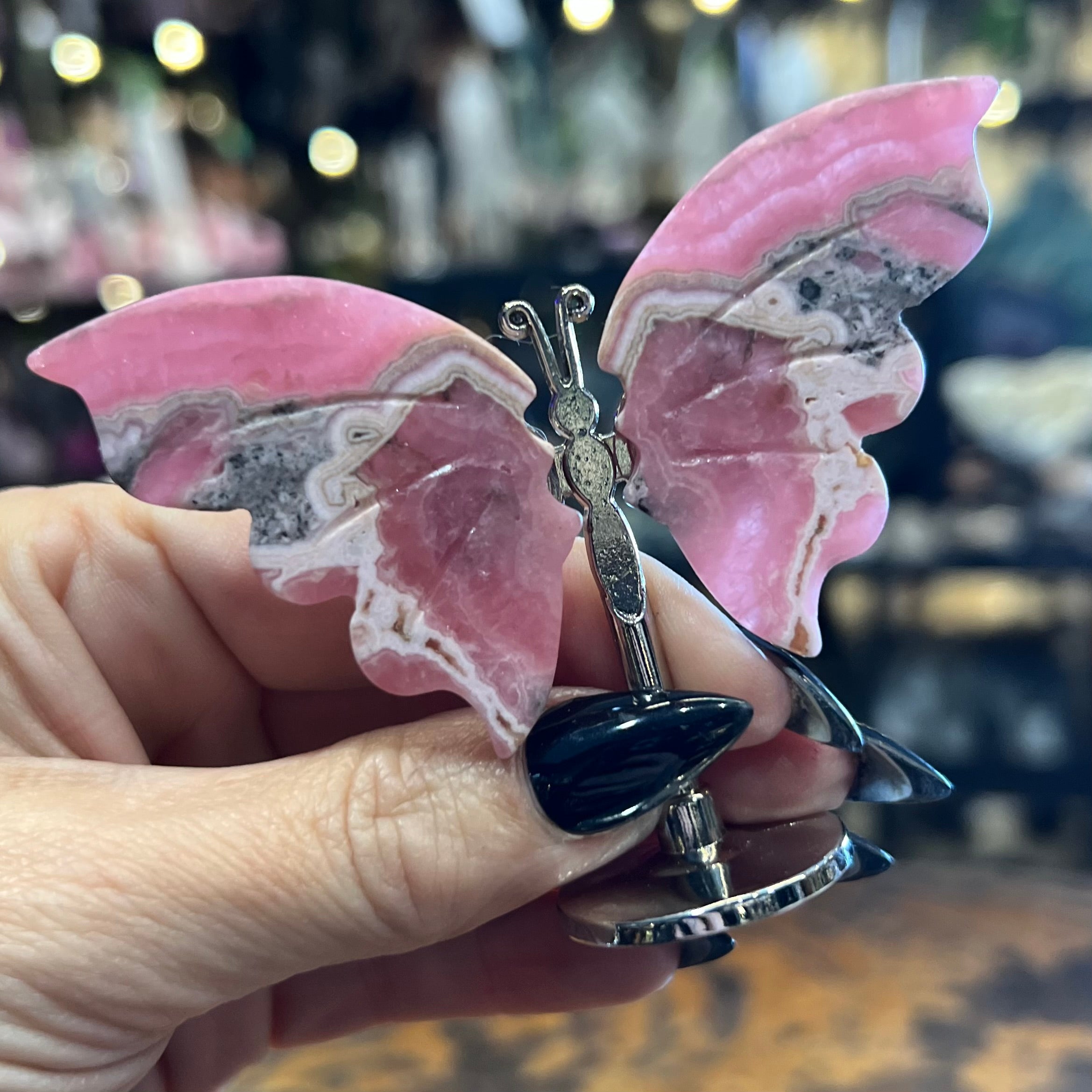 Mini Rhodochrosite Butterfly on Stand