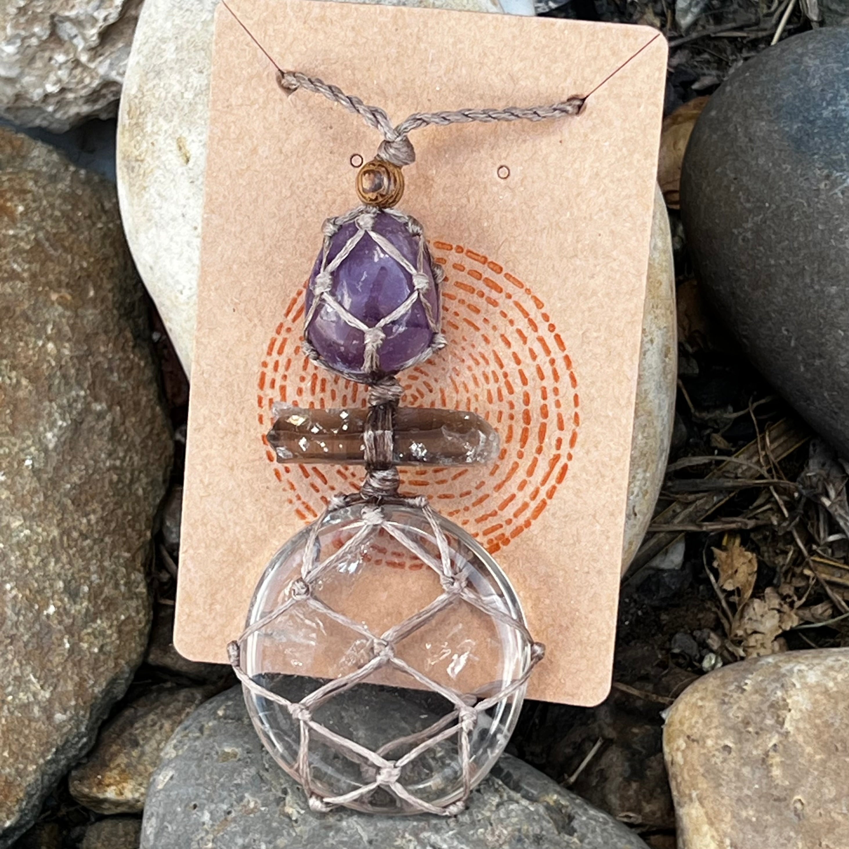 Muse Medicine ~ Smokey Quartz & Amethyst ~ Sacred Balance Talisman
