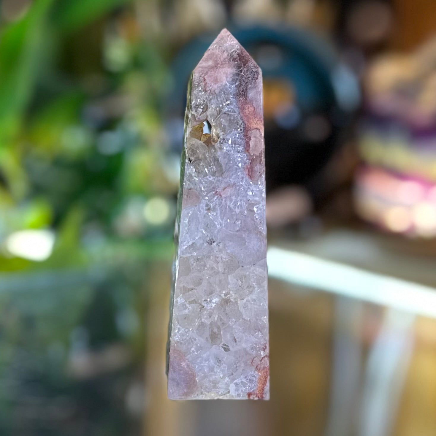 Pink Amethyst and Flower Agate Tower