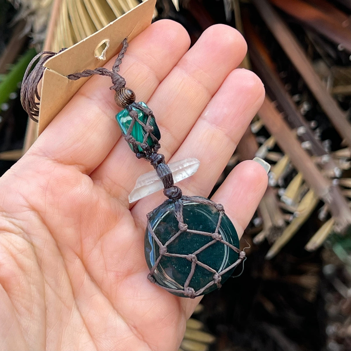 Muse Medicine ~ Growth and Grounding ~ Moss Agate, Smokey Quartz & Malachite ~ Talisman