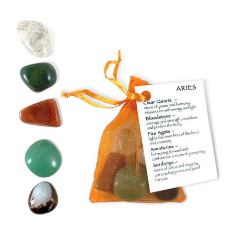 Aries Zodiac Tumble Stone Bag