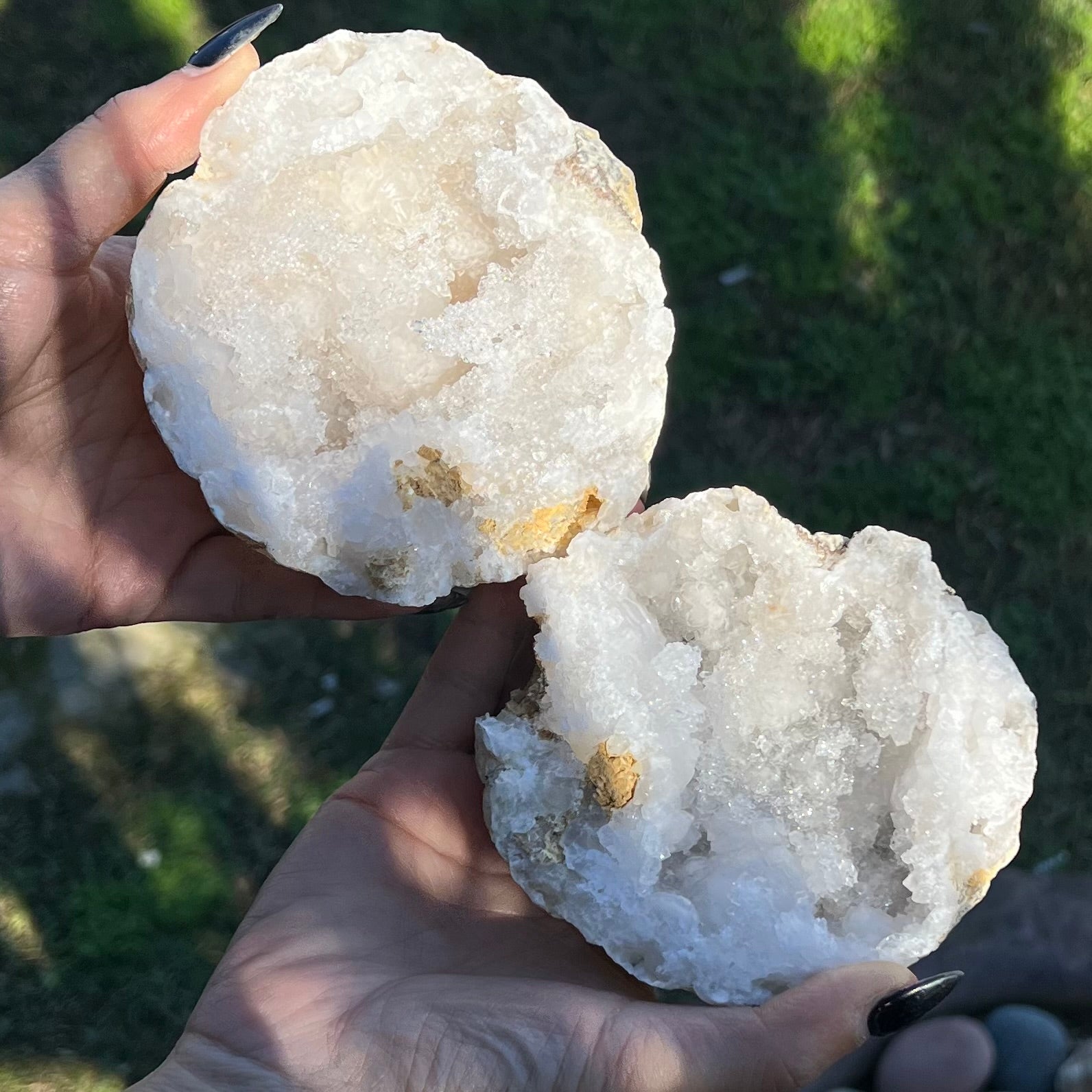 Clear Quartz Natural Geode ~ Large in Two Halves