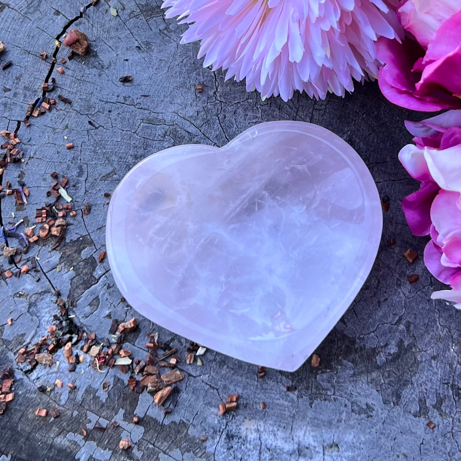 Rose Quartz Heart Trinket Bowl