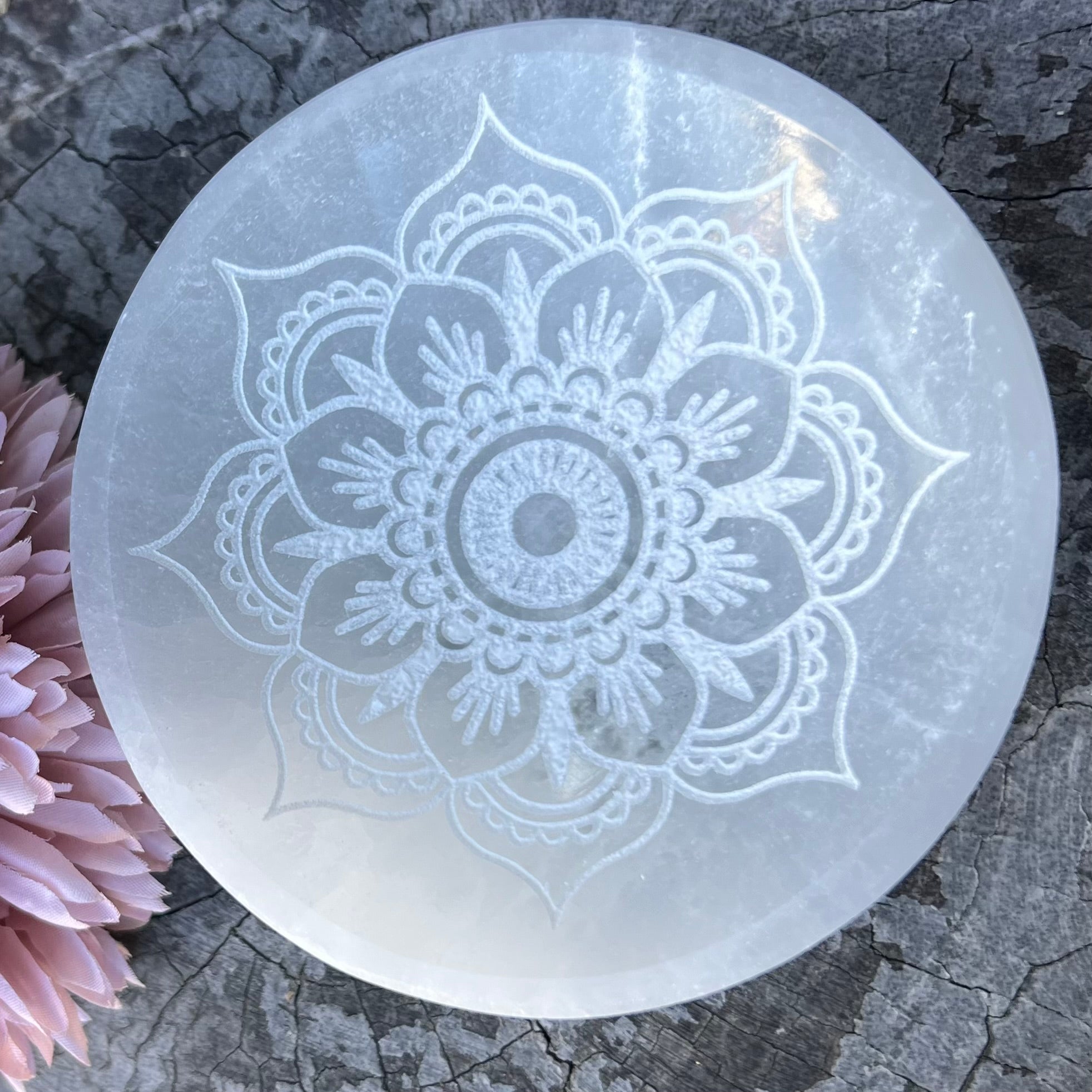 Selenite Cleansing & Charging Mandala Bowl ~ Medium