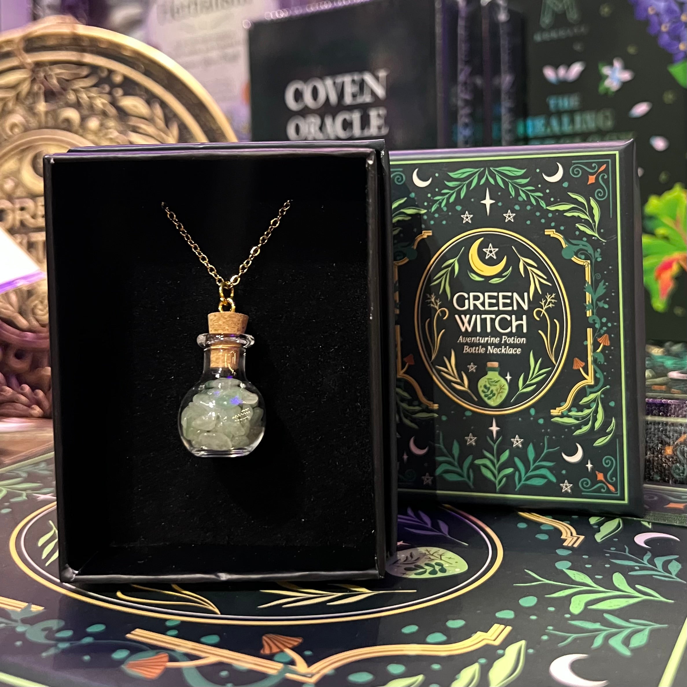 Green Witch ~ Aventurine Potion Bottle Necklace