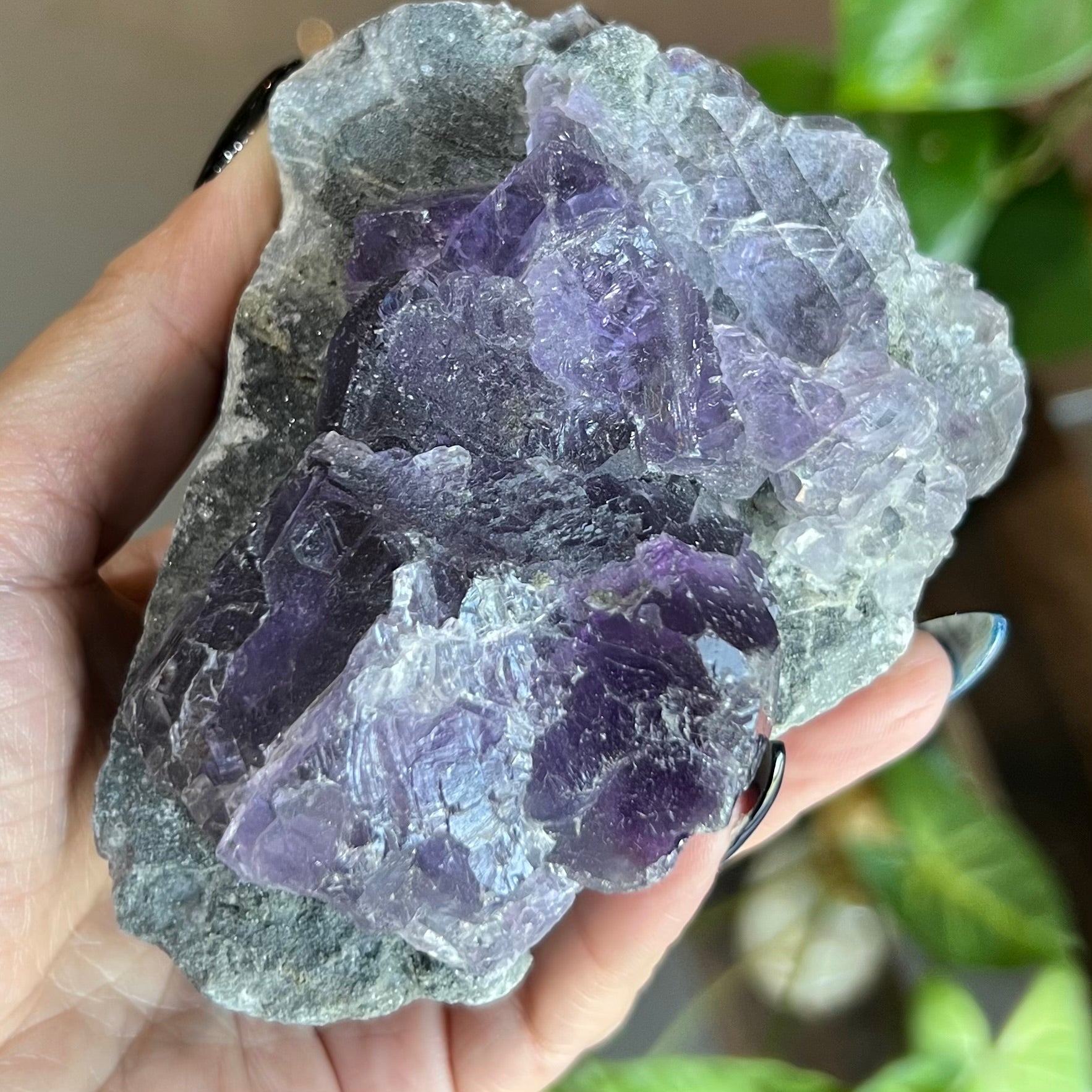 Raw Purple Fluorite on Matrix