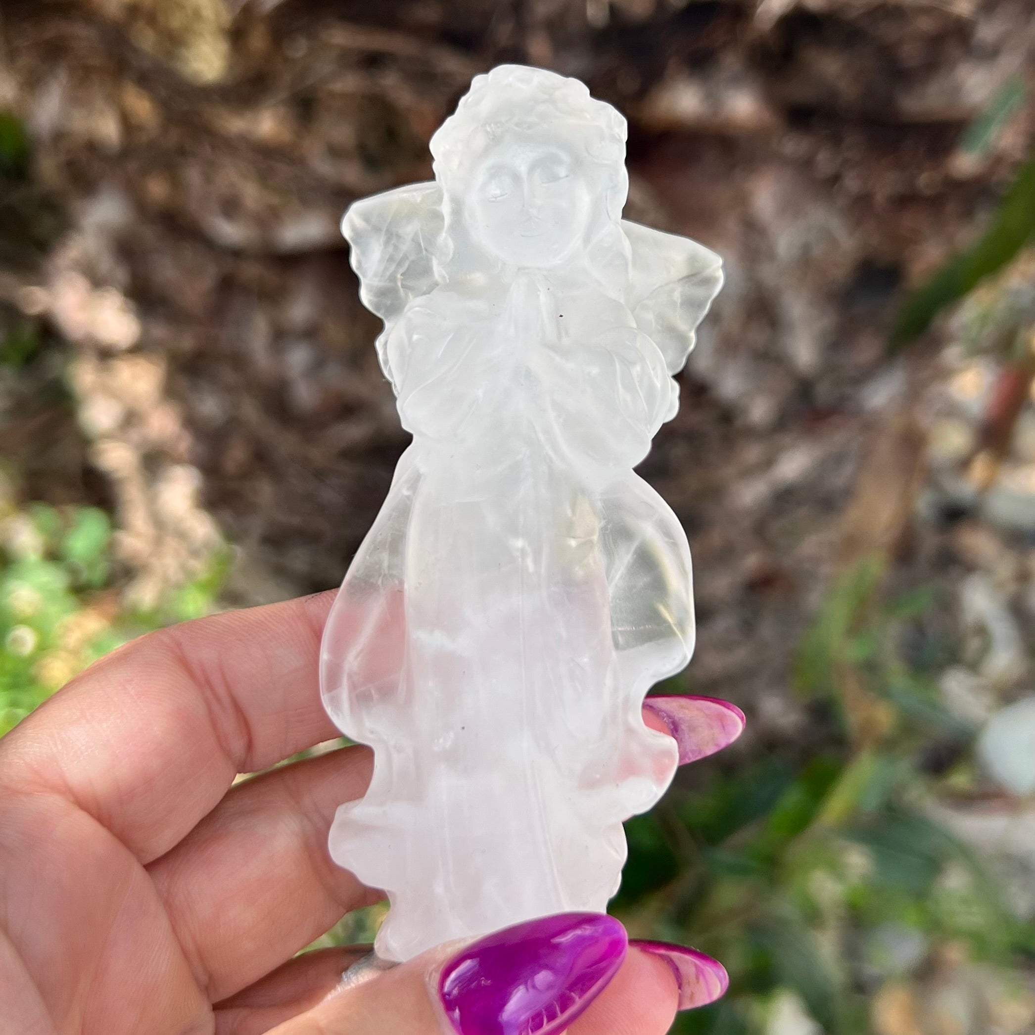 Memorial Angel ~ Clear Quartz Carving