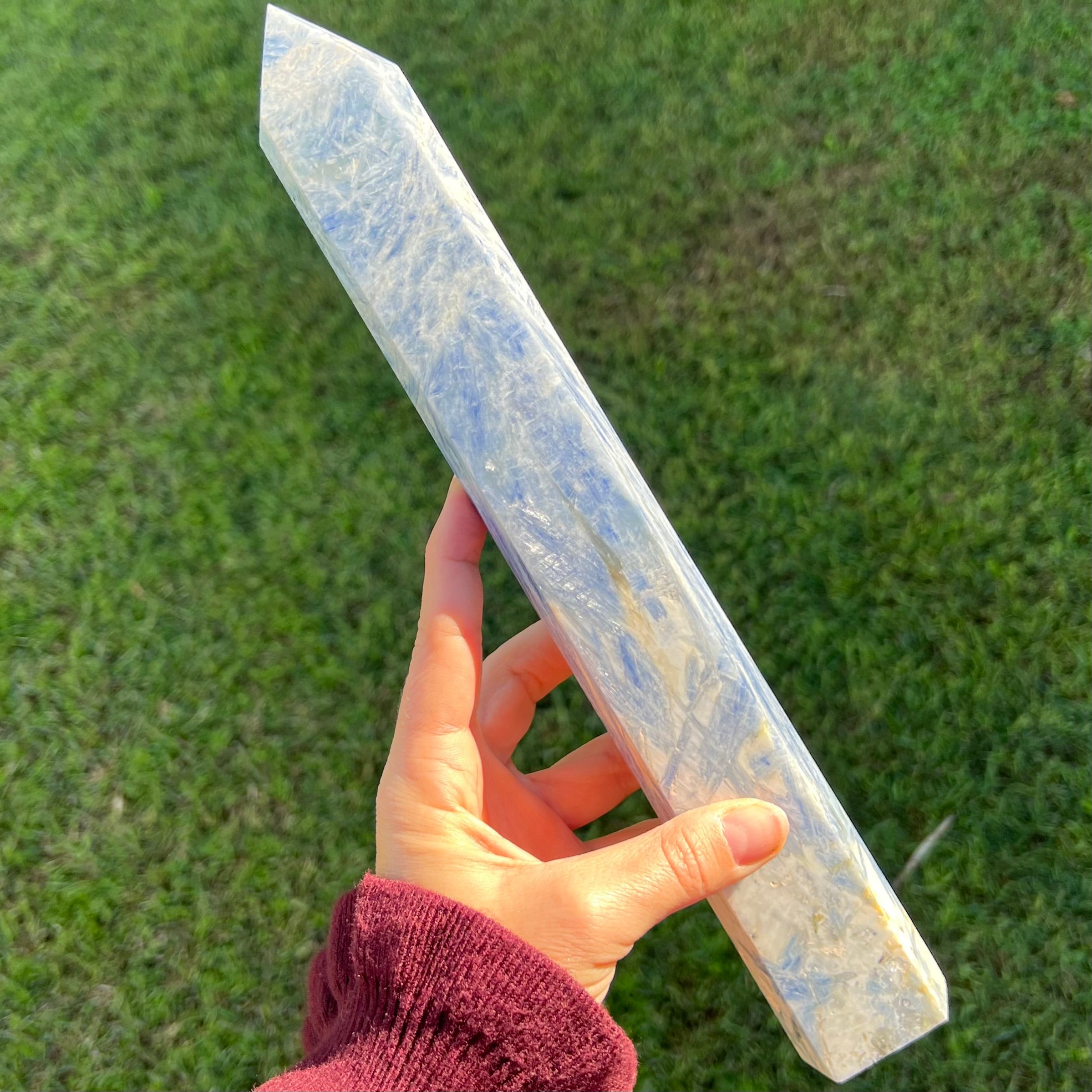 Blue Kyanite Tower with green inclusions