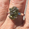 Raw Moldavite Ring set in Sterling Silver ~ size 7