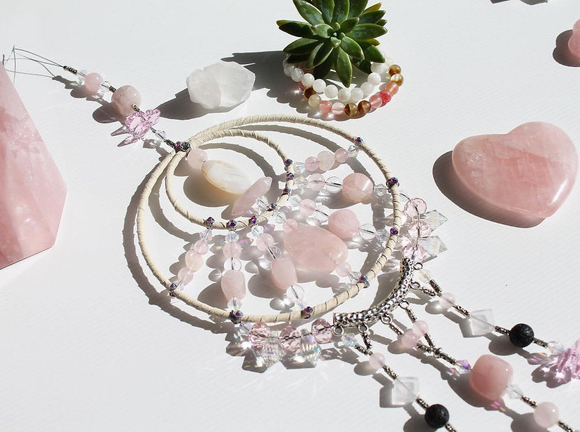 Large Dream Catcher - Rose Quartz