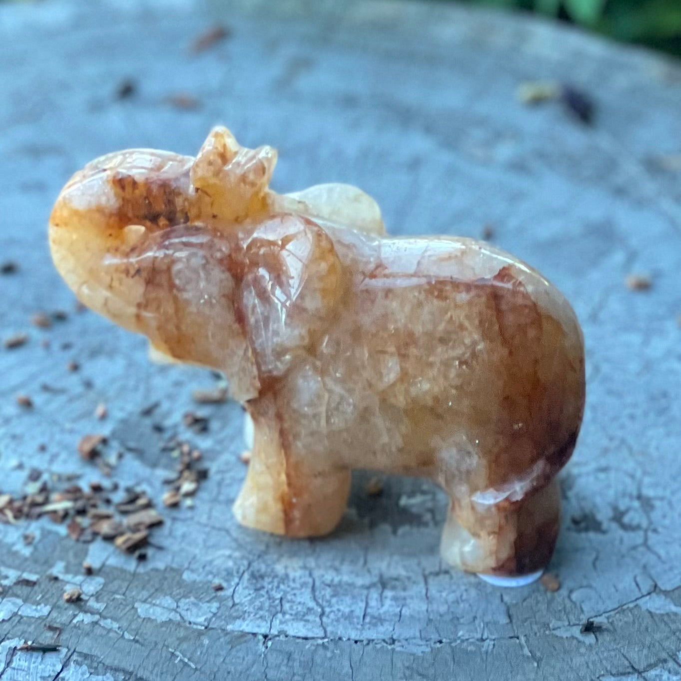 Golden Healer Elephant Carving