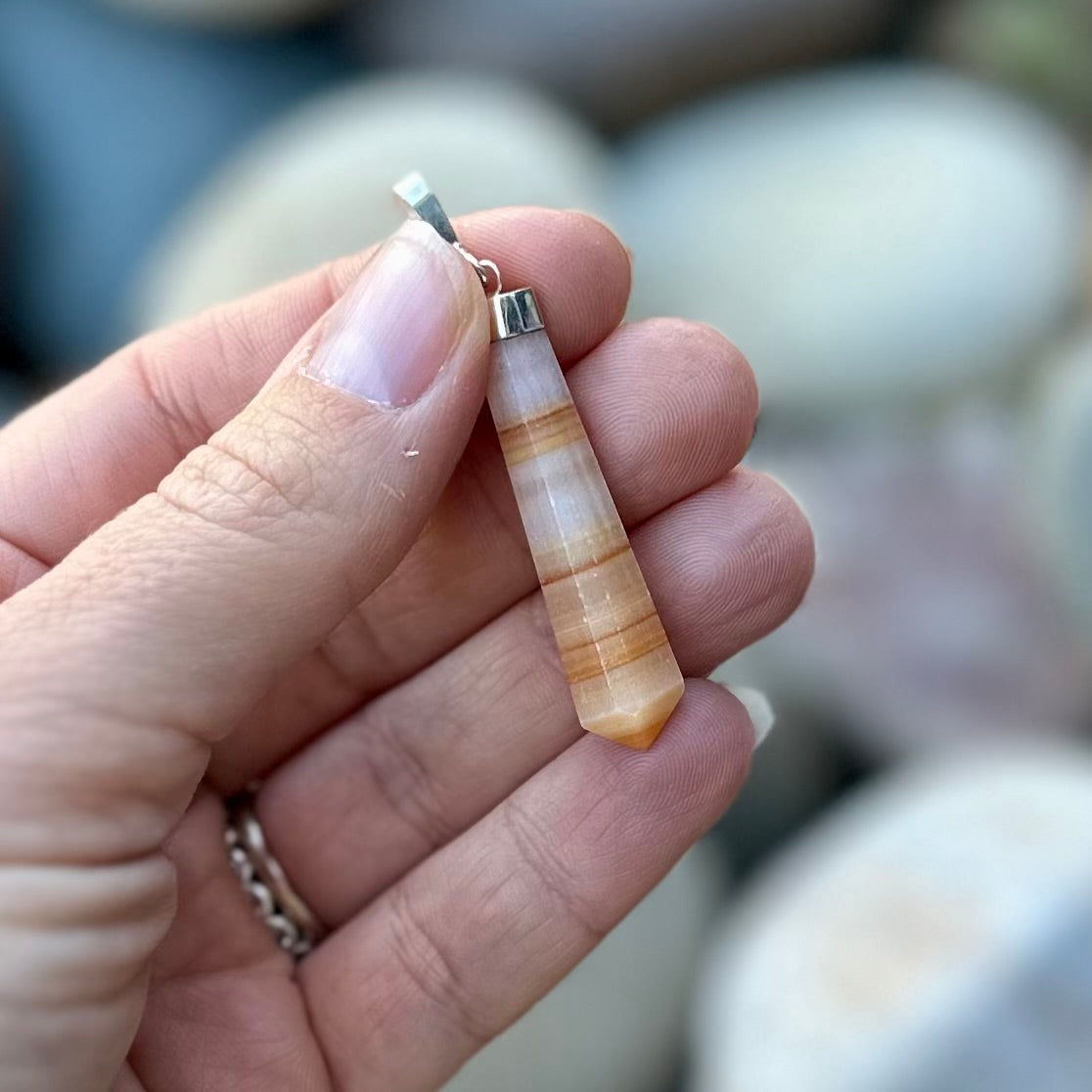 Banded Orange Calcite Pendant