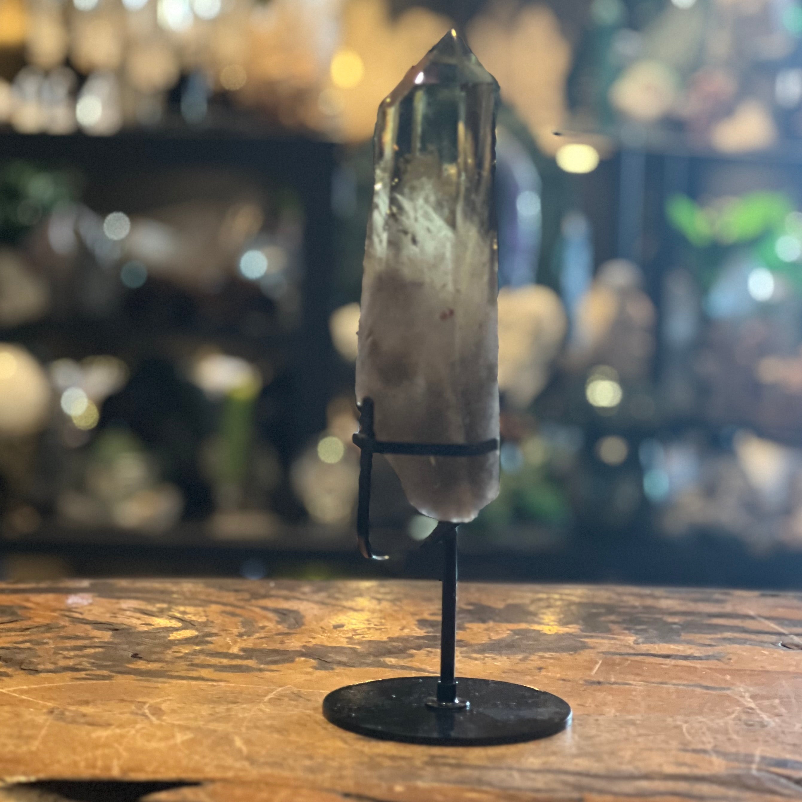 Citrine Semi Raw Point on Metal Stand