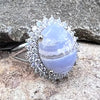 Blue Laced Agate with Moissonite in Sterling Silver Ring ~ size 8