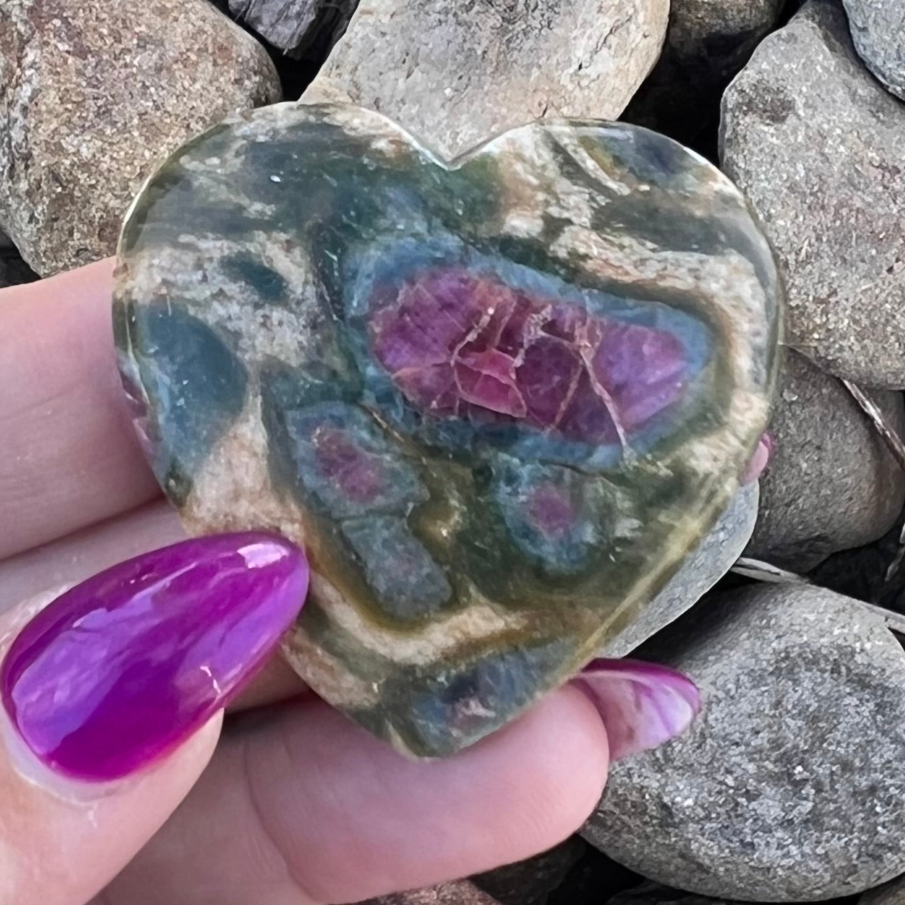 Ruby in Zoisite Heart Carving