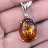 Oval Amber with Moissonite ~ Sterling Silver Pendant