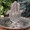 Hamsa Protection Silver Metal Incense Burner