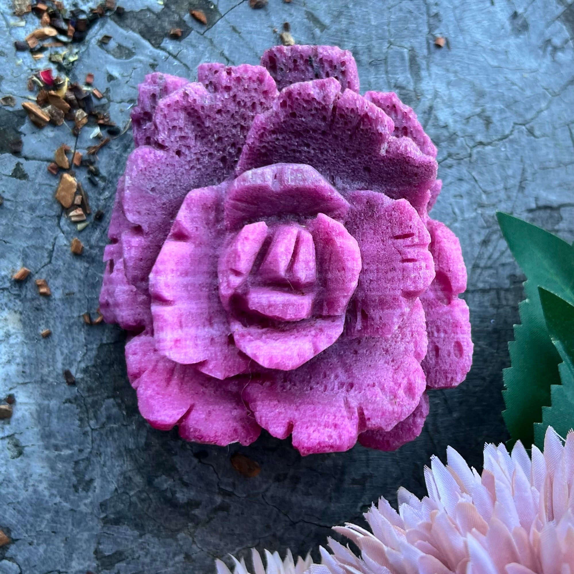 Crystal Rose Carving - Ruby