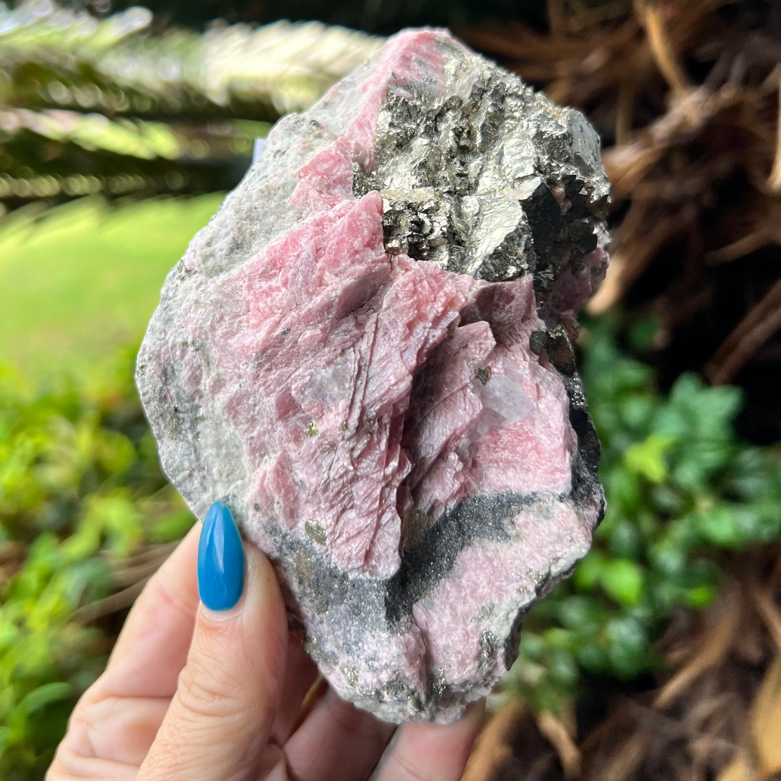 Magnificent Rhodochrosite with Pyrite and Hematite Inclusions on Matrix ~ Specialty Crystal