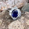 Blue Sapphire and White Topaz Ring ~ size 8