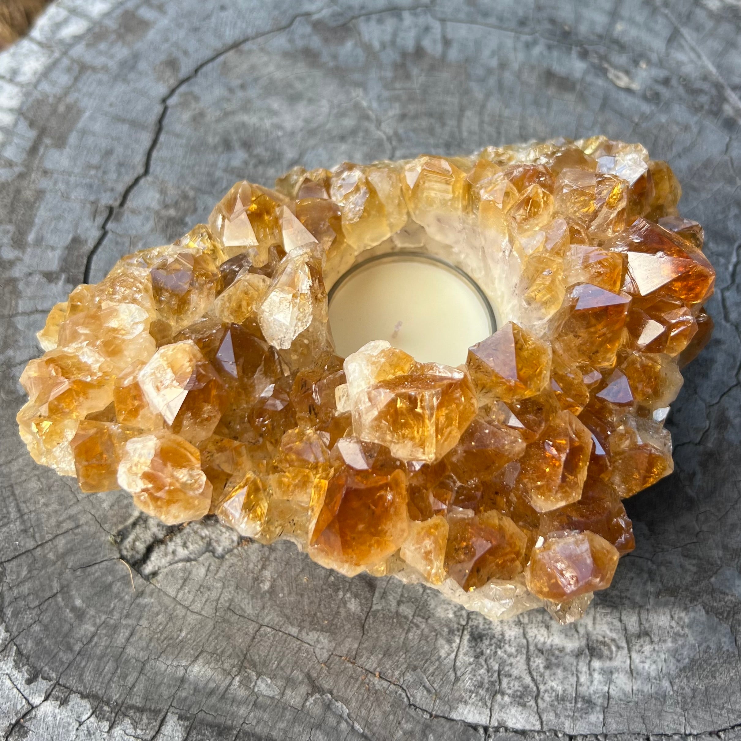 Citrine Cluster ~ Tealight Candle Holder