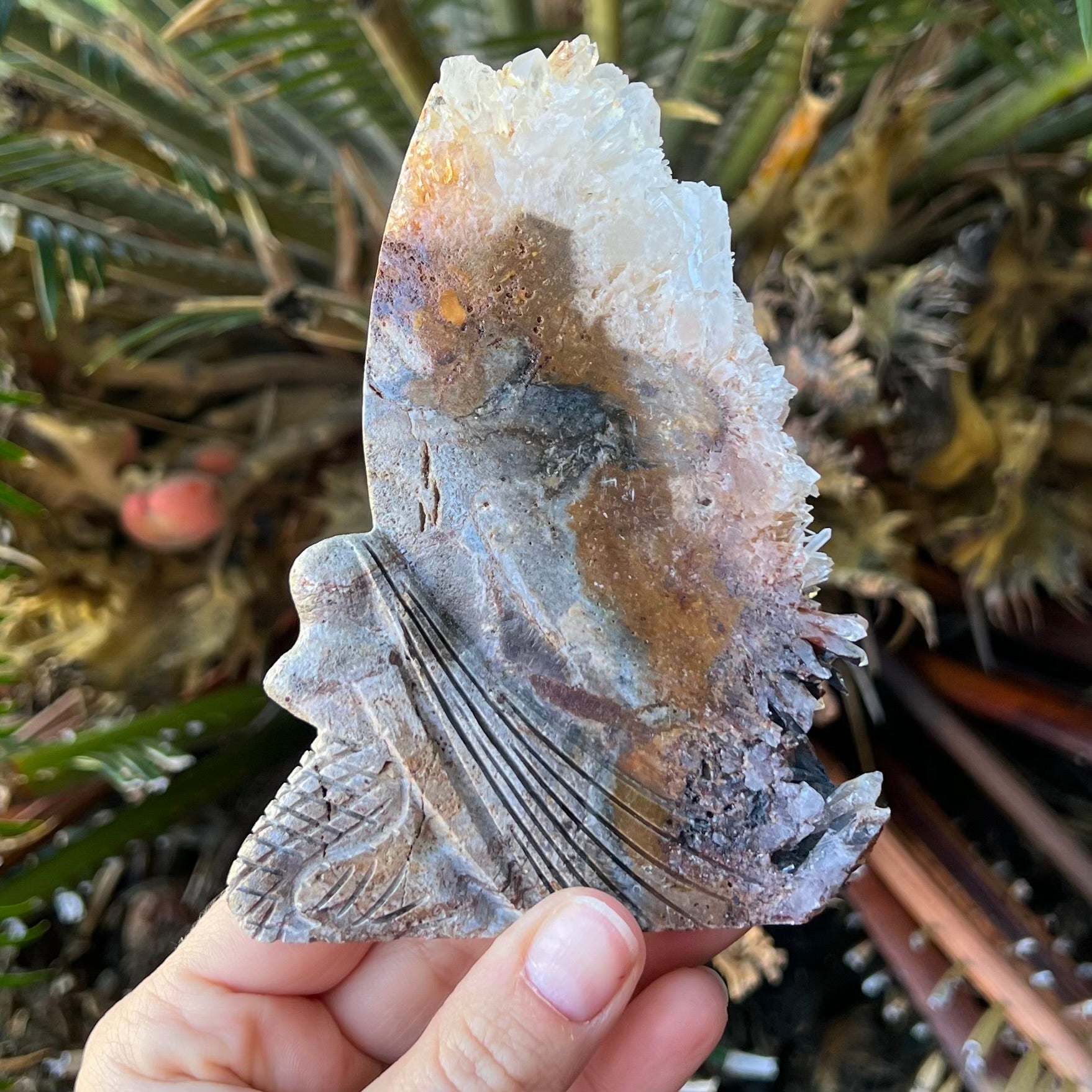 SALE ~ Clear Quartz Mermaid Butterly Carving