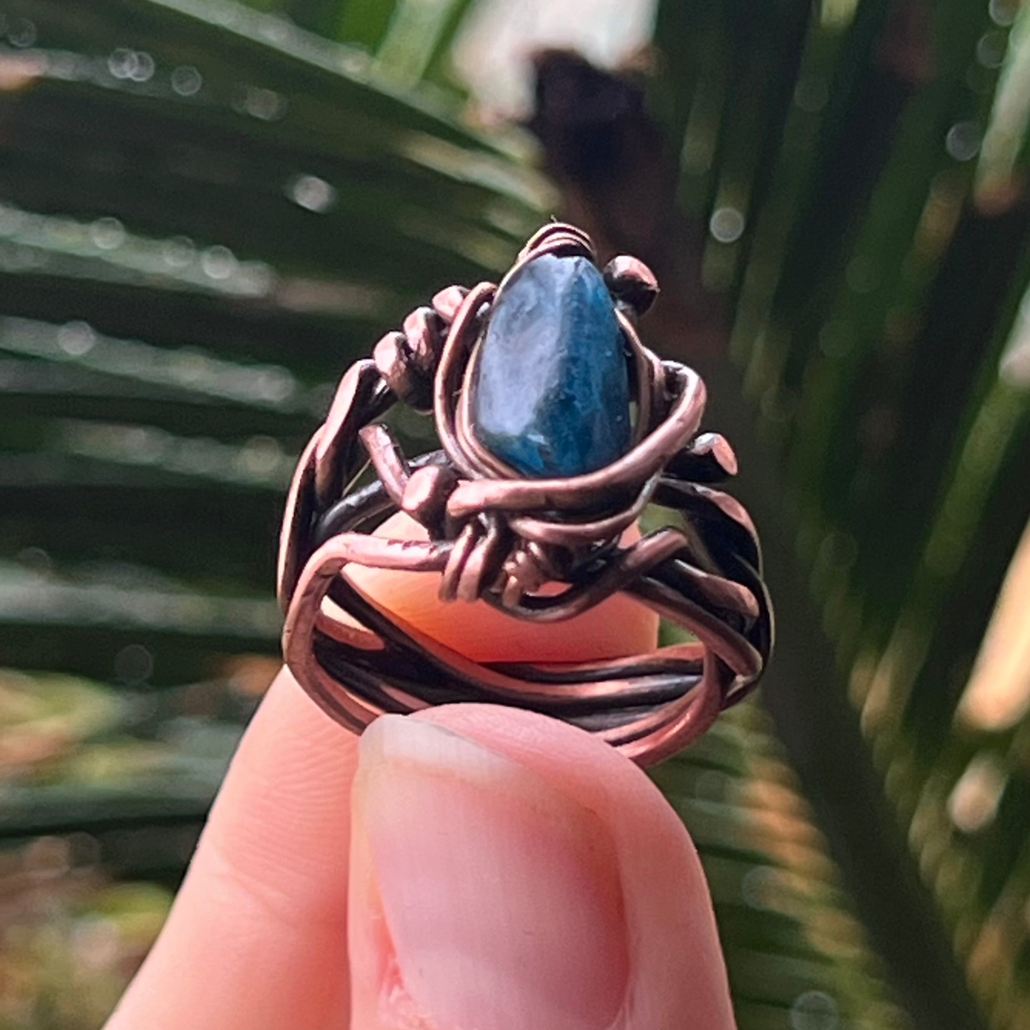 Muse Forged ~ Artesian Blue Apatite Ring ~ Size 6.5