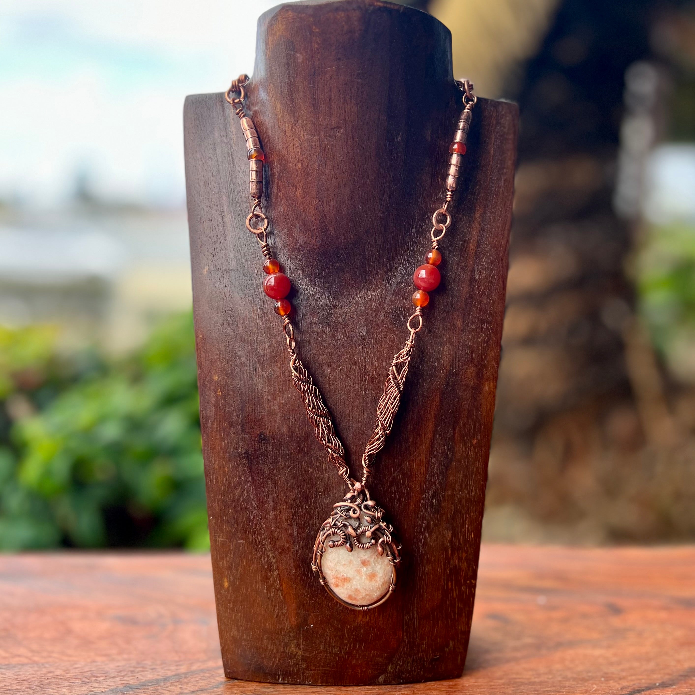 Muse Forged ~ Artesian Sunstone & Carnelian Necklace
