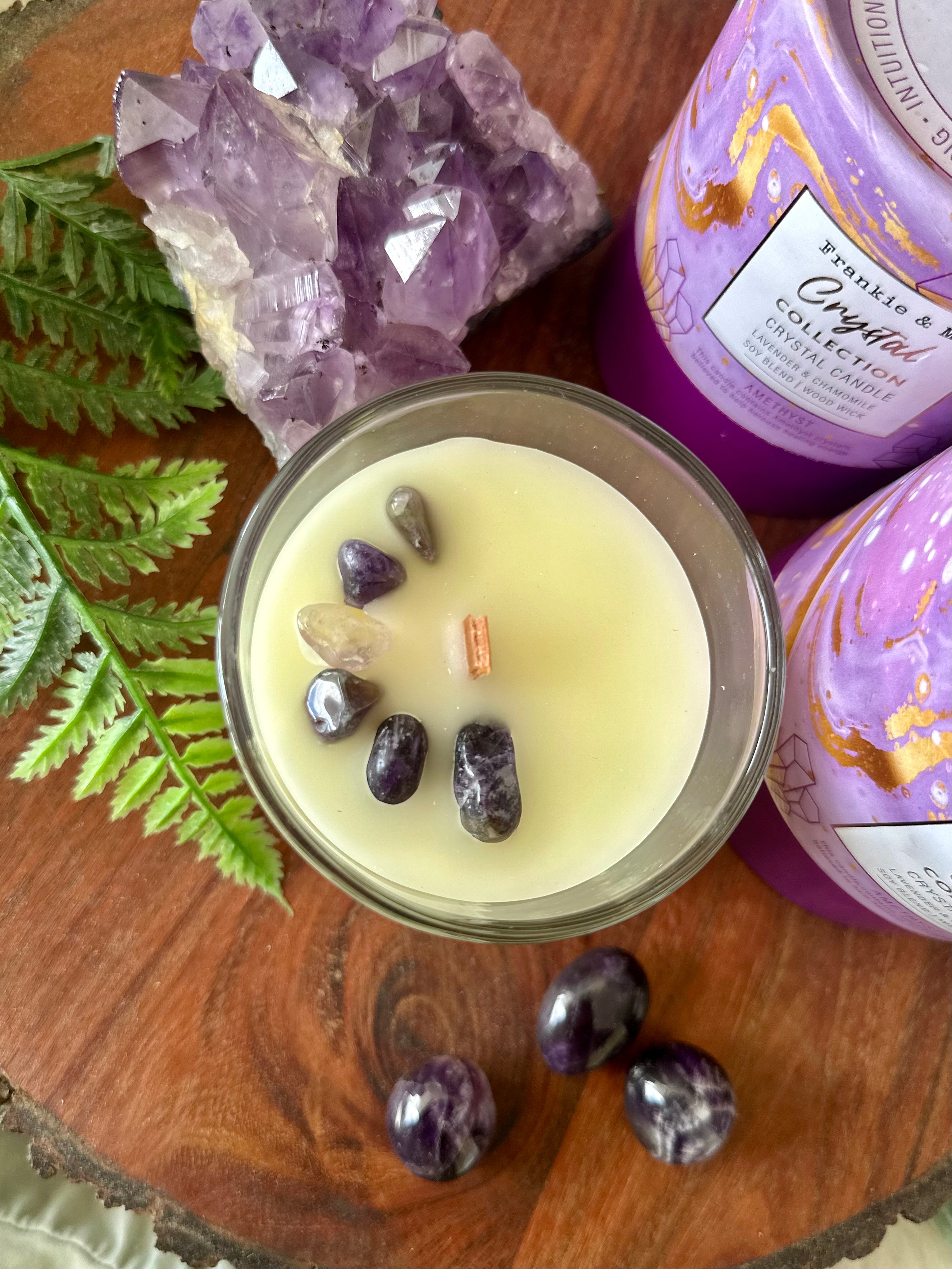 Amethyst Candle Small - Lavender and Chamomile - Muse Crystals & Mystical Gifts