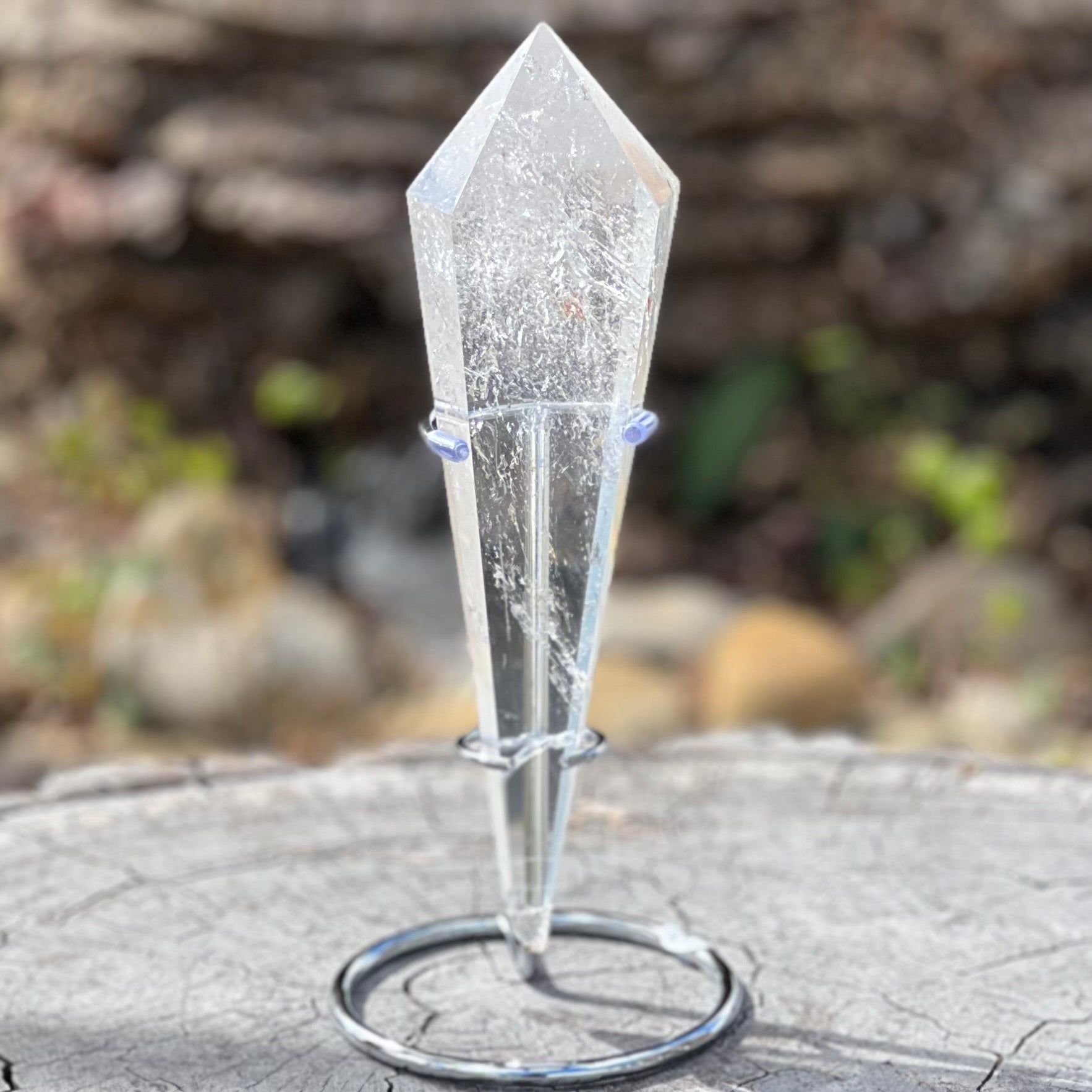 Clear Quartz Wand on Stand