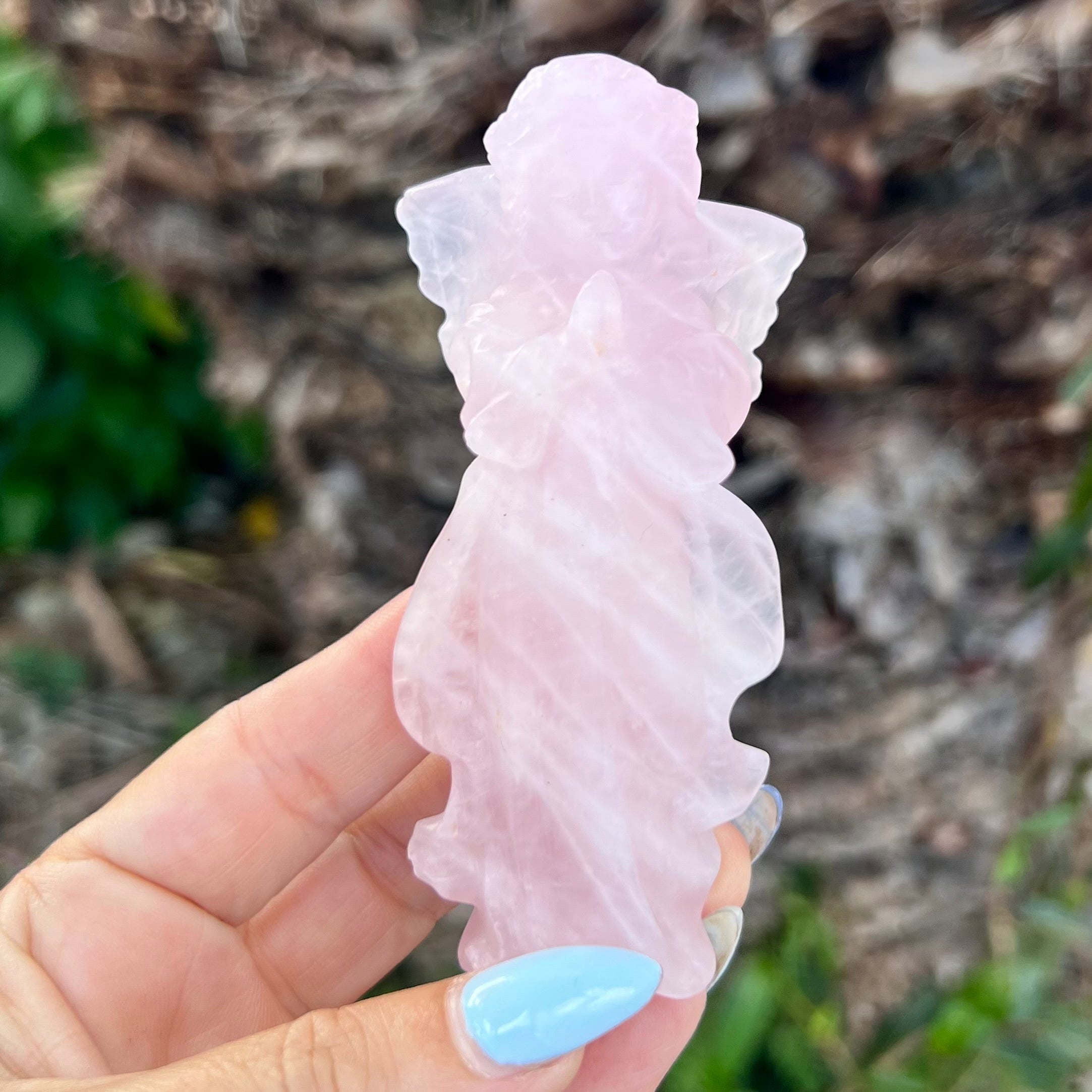 Memorial Angel ~ Rose Quartz Carving