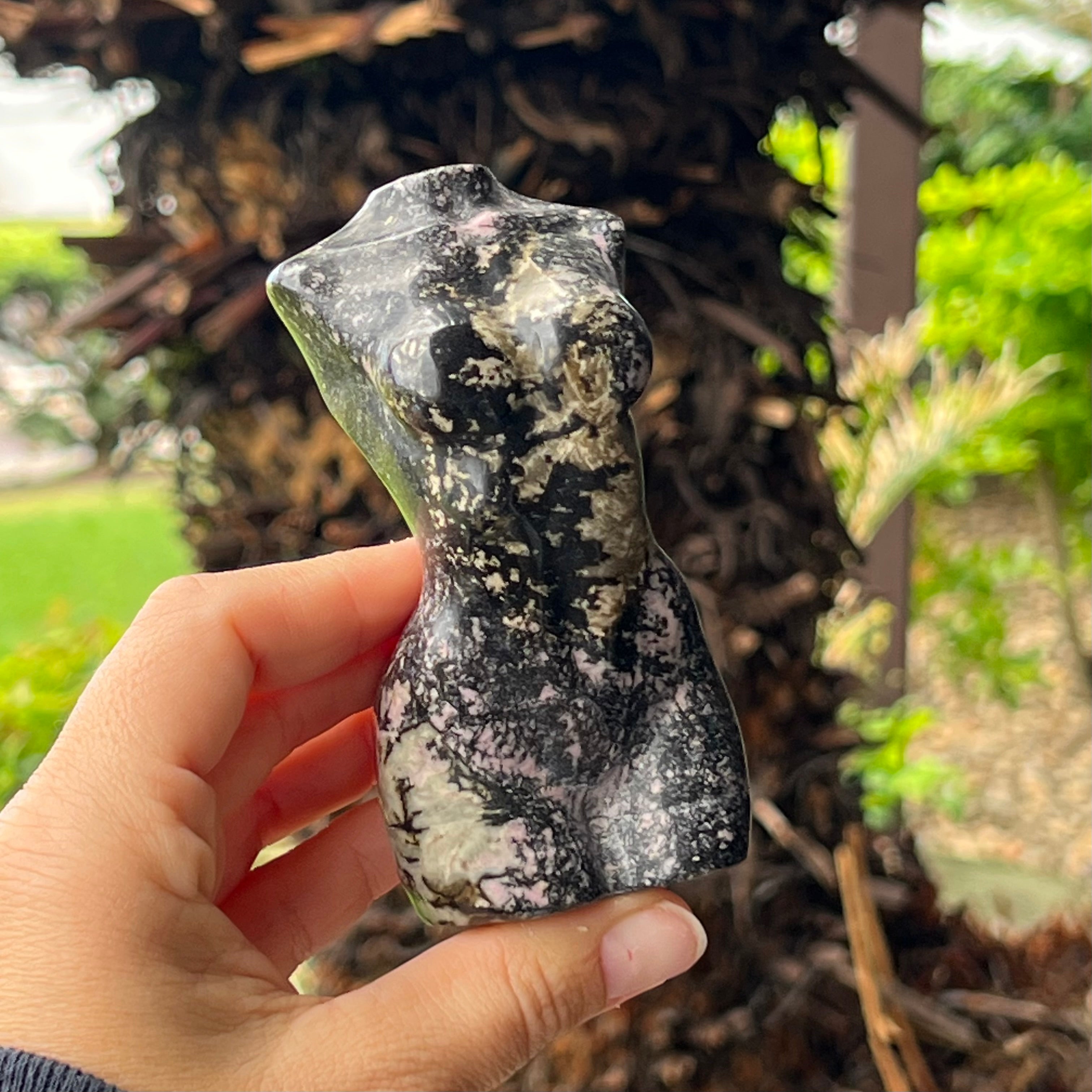 Rhodonite Lady Body Carving
