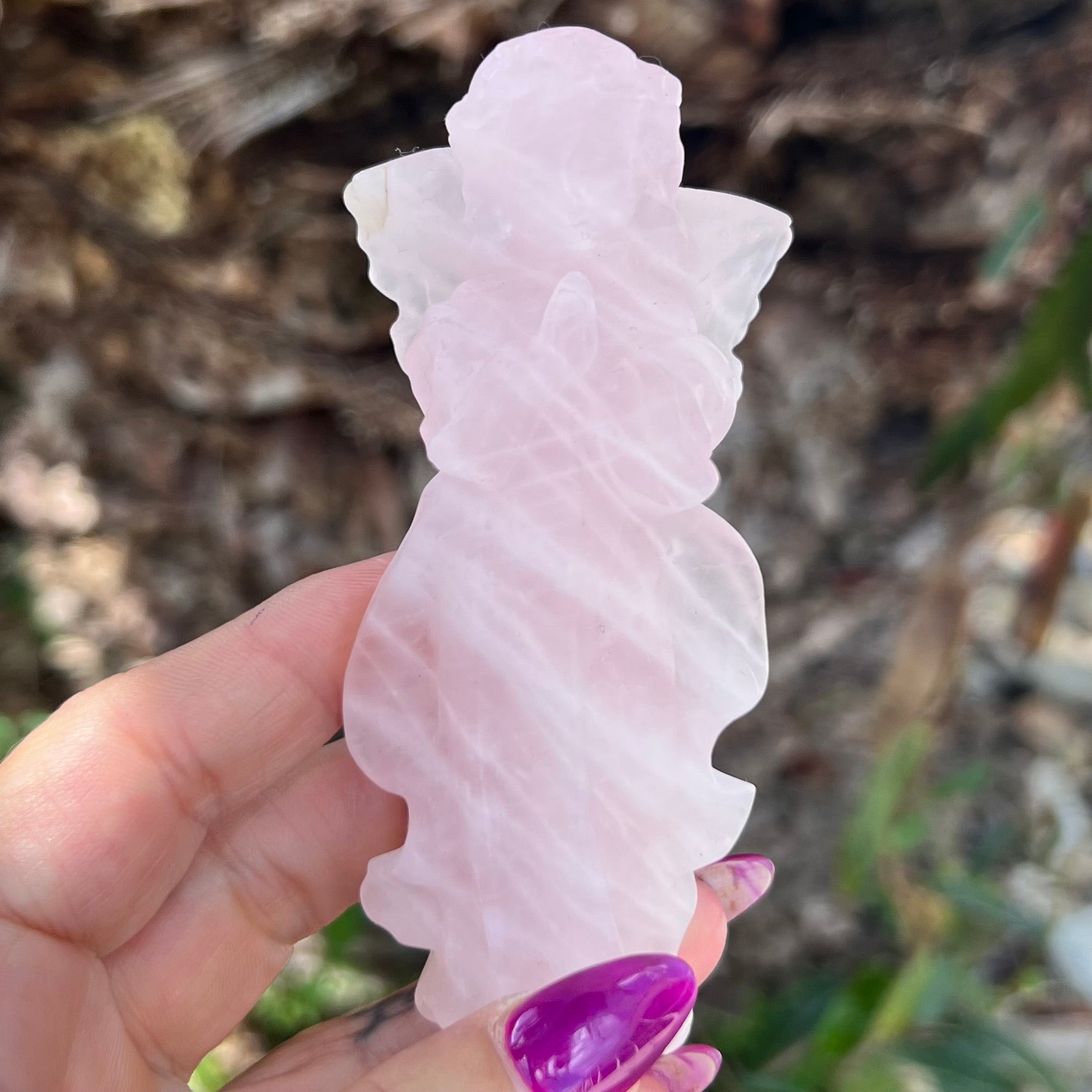 Memorial Angel ~ Rose Quartz Carving