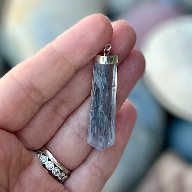 Silver Needle Rutle Quartz Pendant