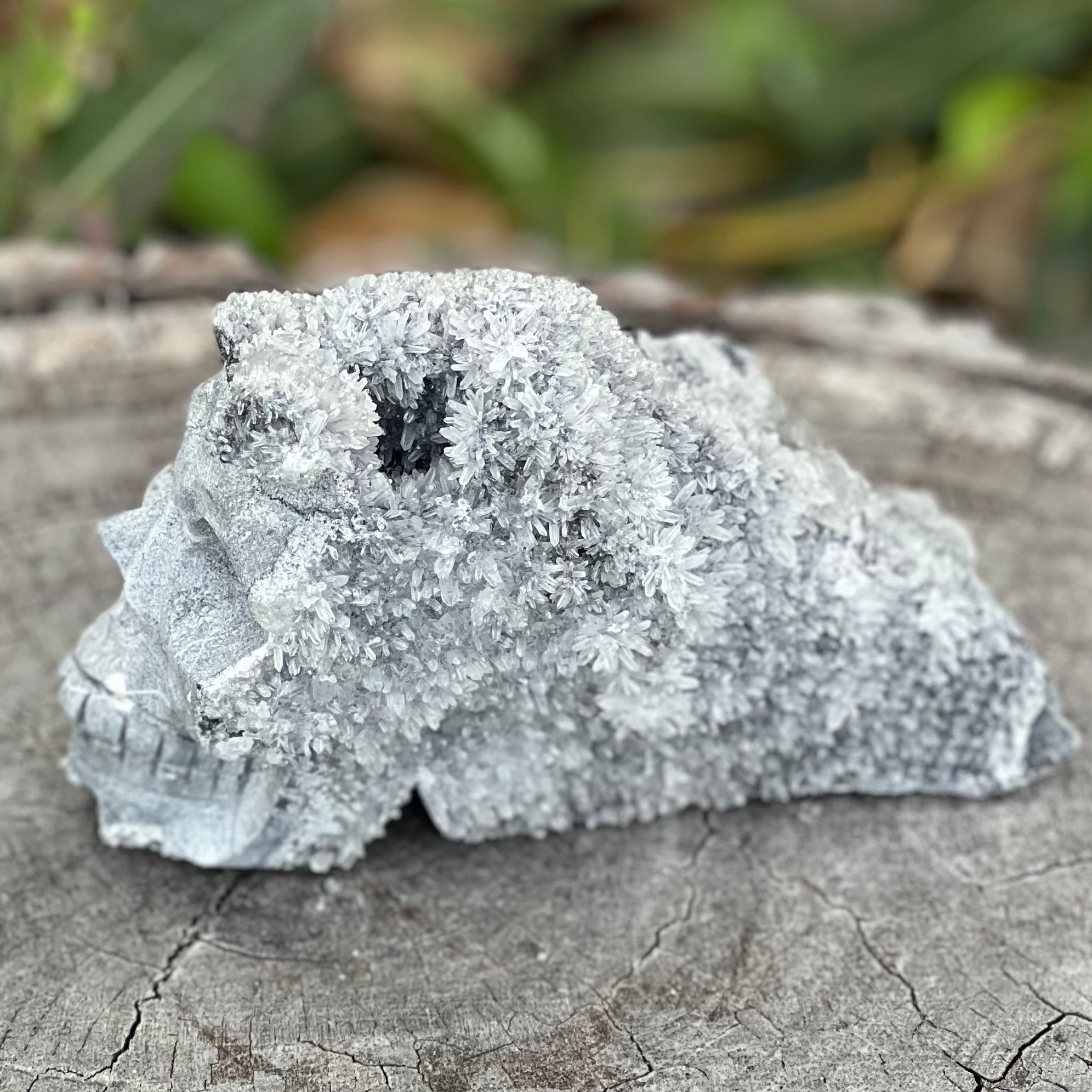 Quartz Cluster Skull Carving