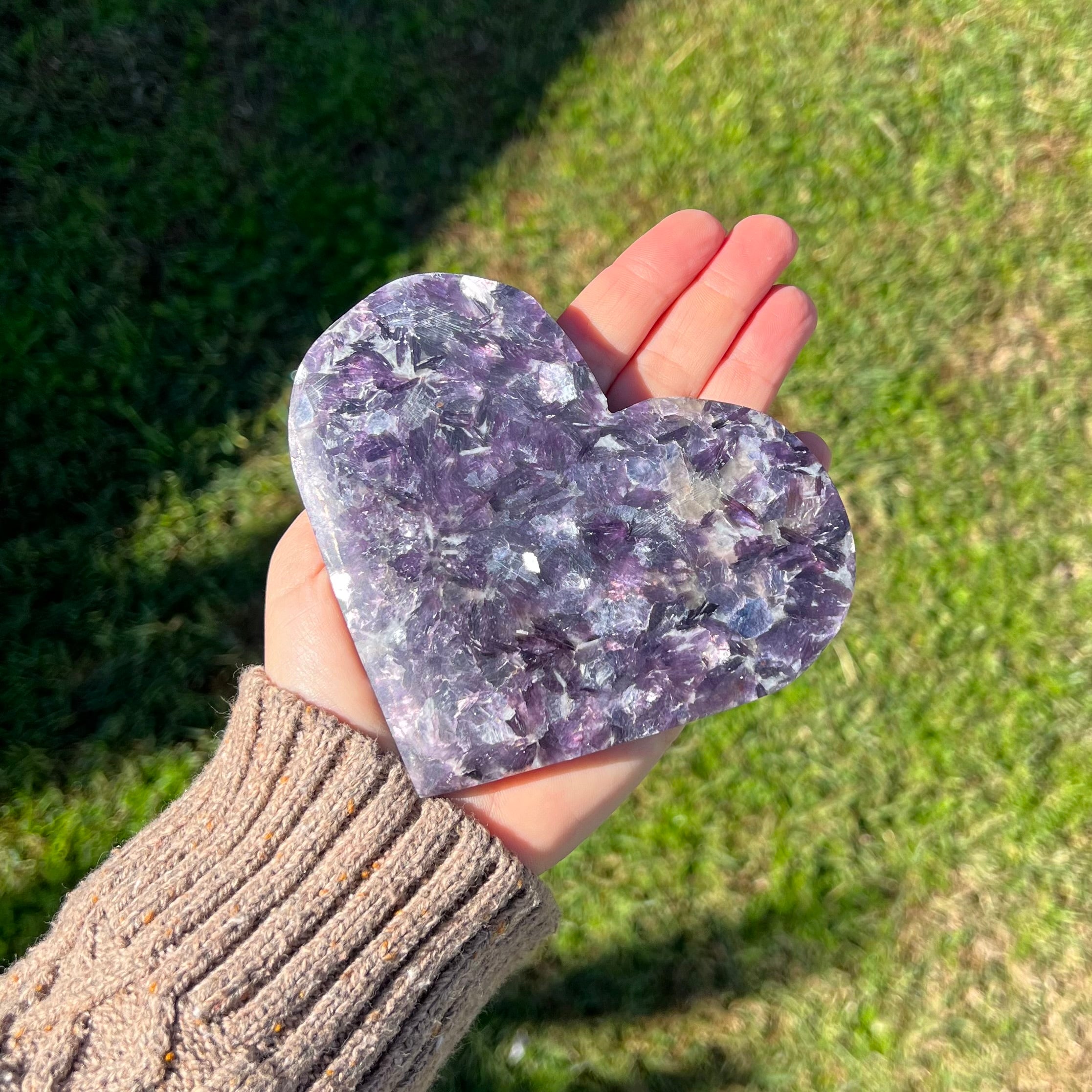 Lepidolite Heart Carving on Stand