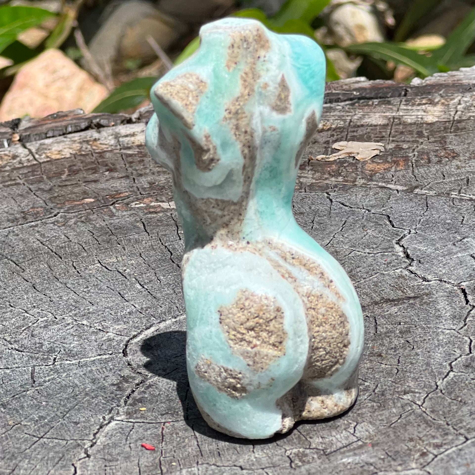 Blue Aragonite Goddess Lady Carving