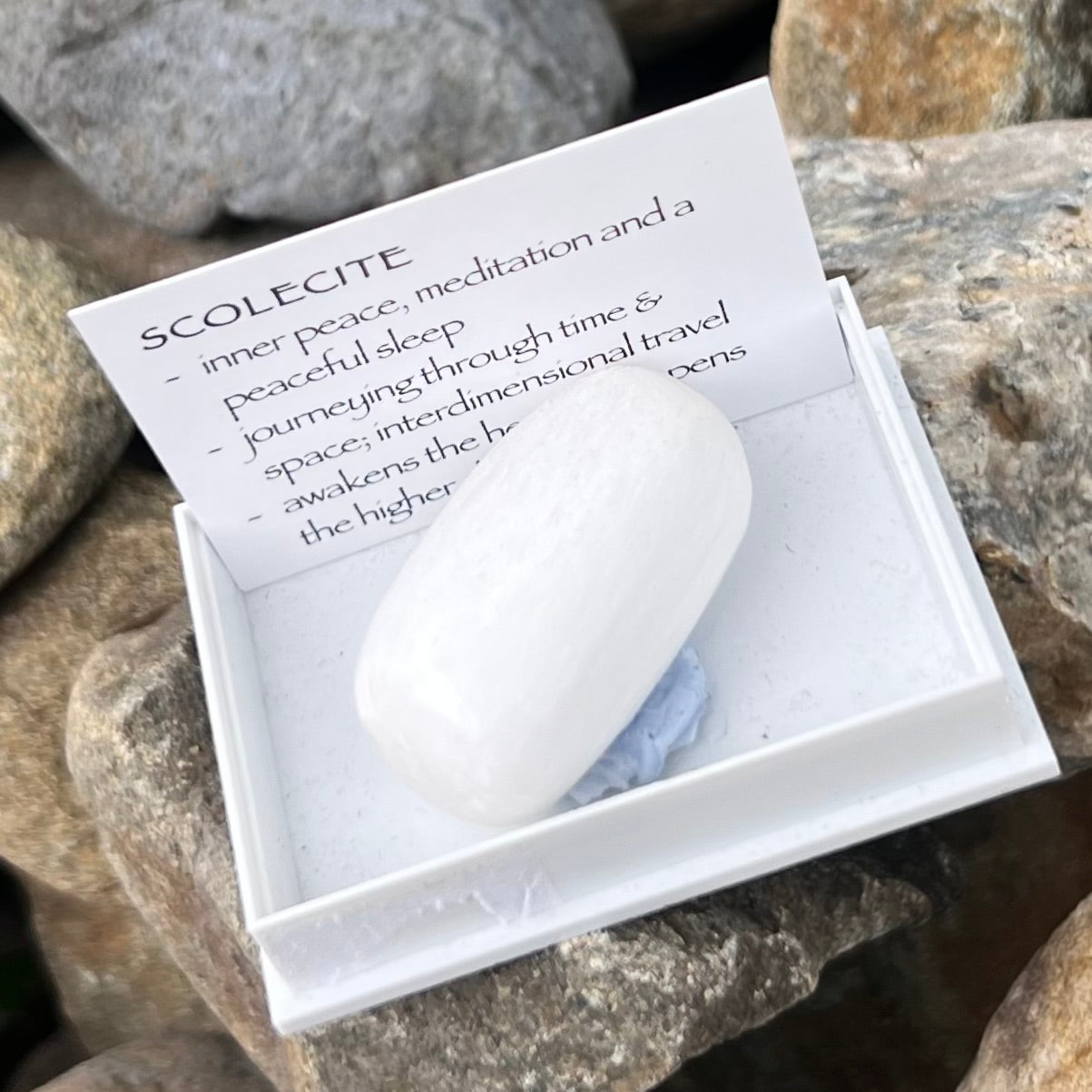 Scolecite Tumble ~ Specialty Boxed Crystal